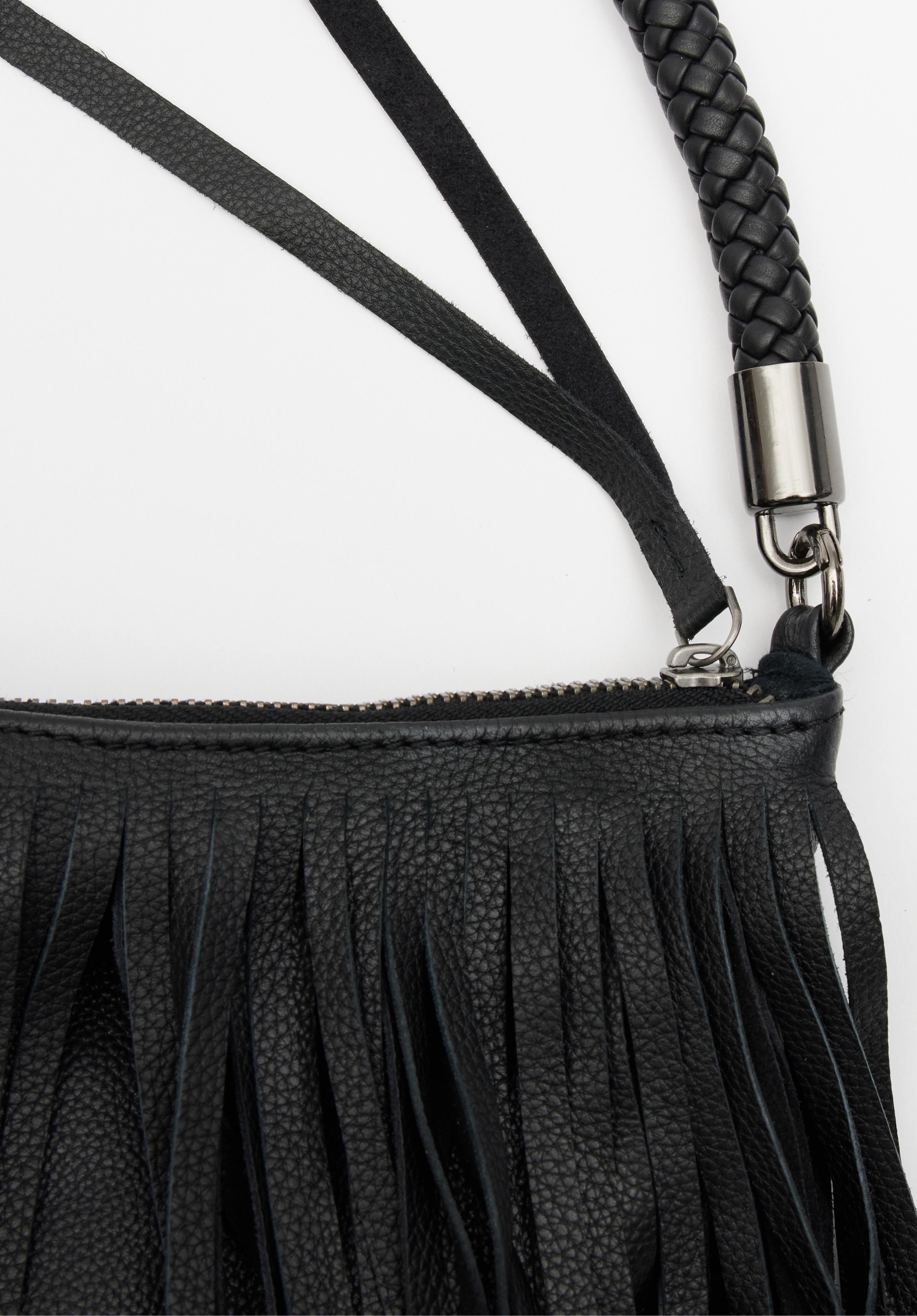 Crossbody fringe leather bag top