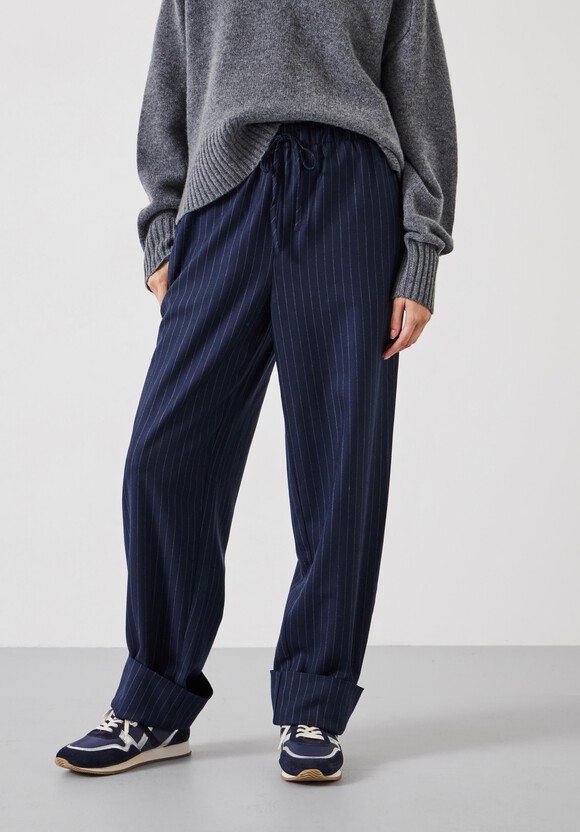 Pinstripe Wool Blend Trouser