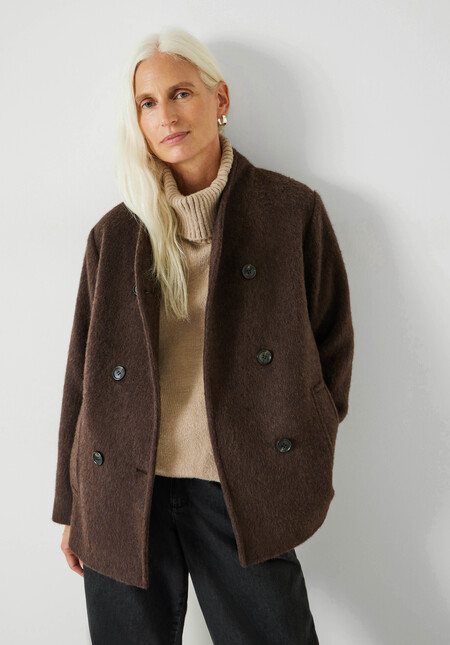 Funnel Neck Wool Coat