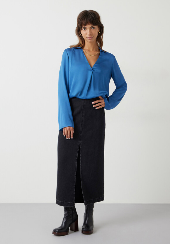 Nadia V-Neck Satin  Blouse