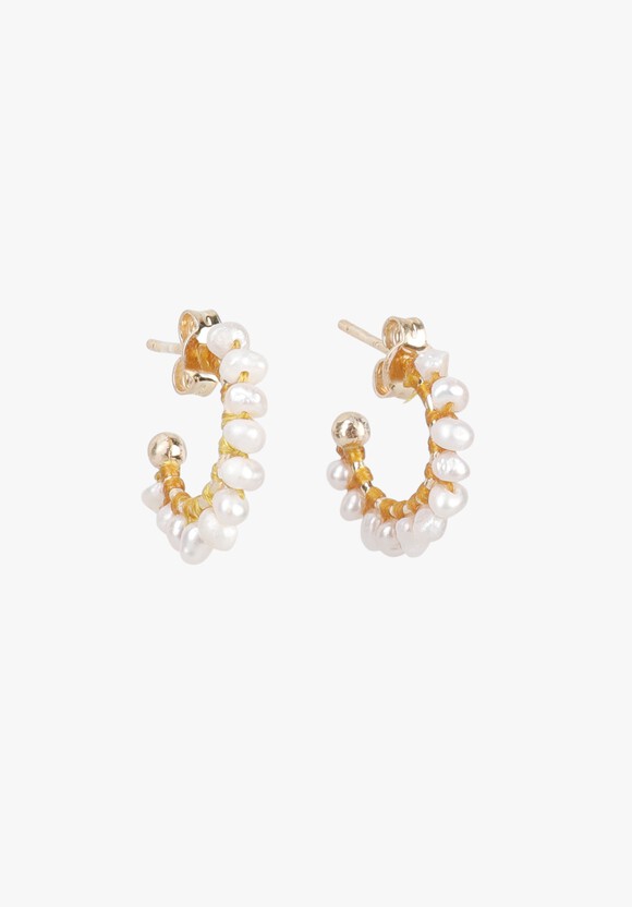 Pearl Beaded Hoop Earrings