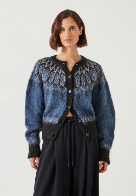 Chloe Brushed Fairisle Cropped Cardigan