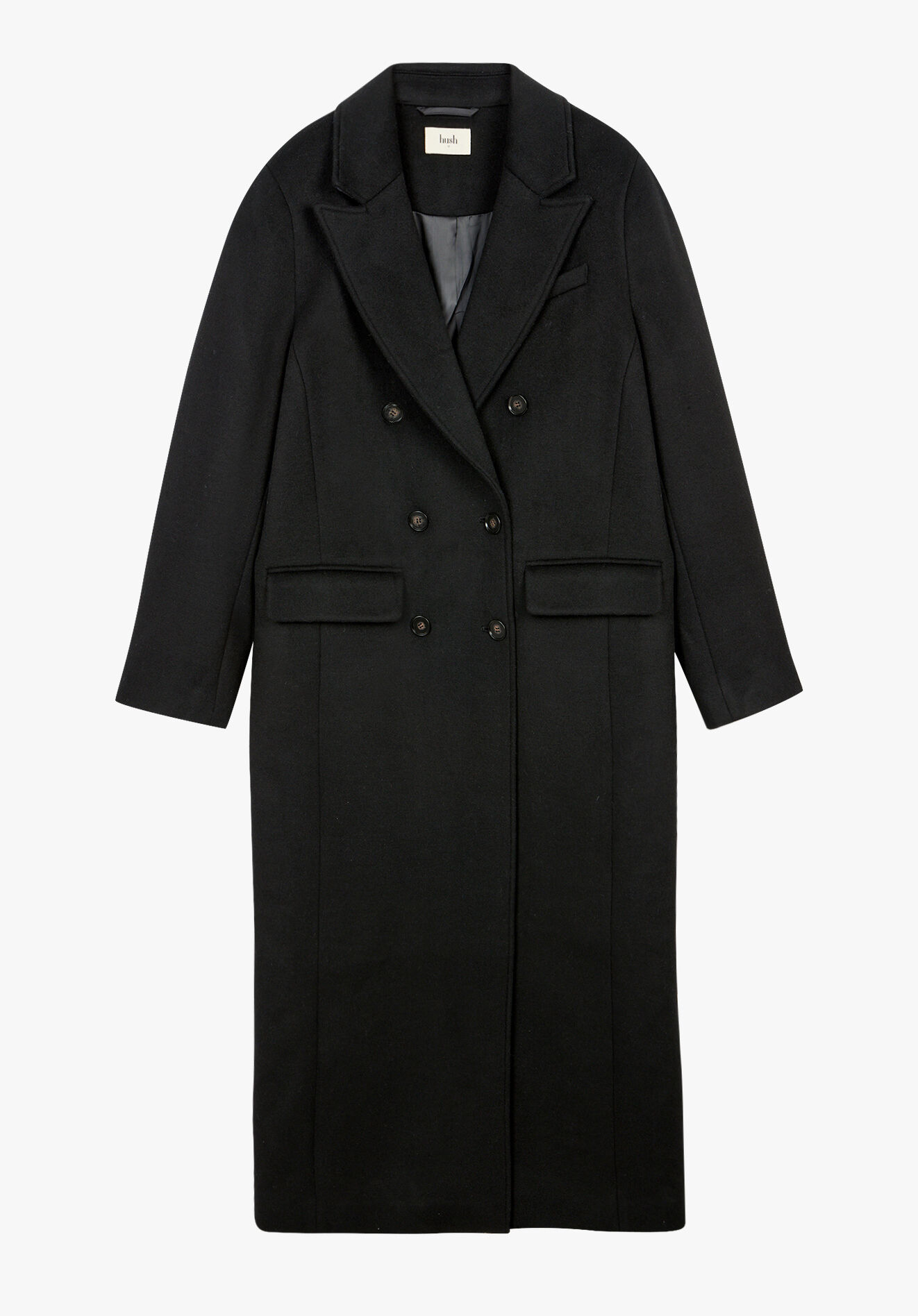 Double breasted sale black coat