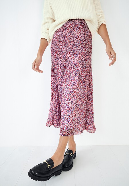 Mavis Pleat Midi Skirt