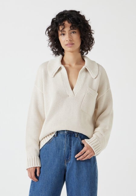 Knitted Cotton Rugby Jumper With Pocket