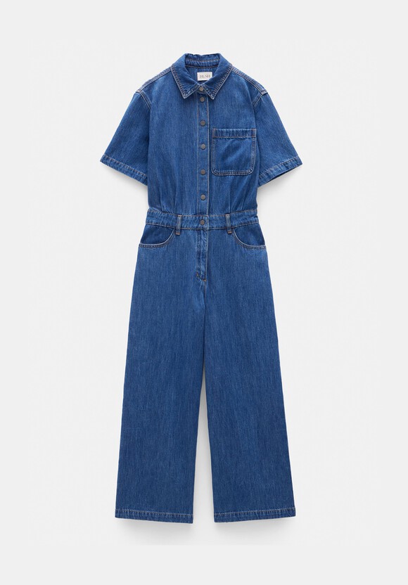 Evelyn Short Sleeve Denim Jumpsuit