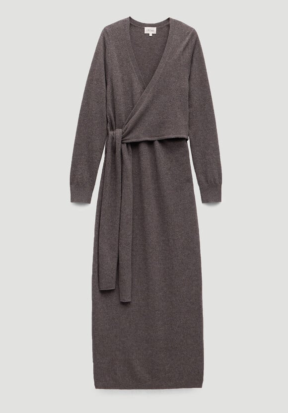 Merino V-Neck Tie Detail Dress