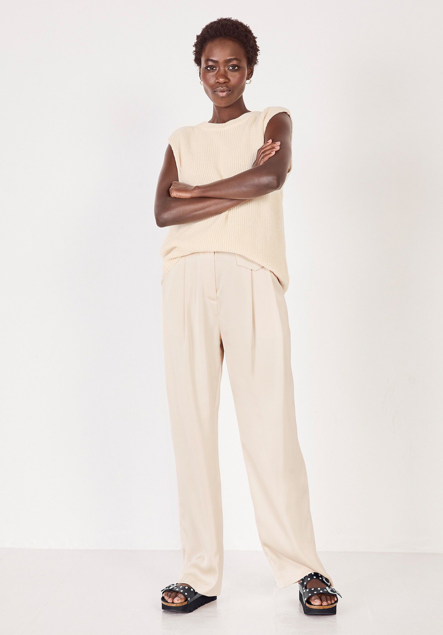 Laid Back Wide Leg Trousers in Cream  Oh Polly