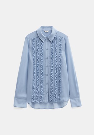 Long Sleeve Ruffle Sheer Shirt