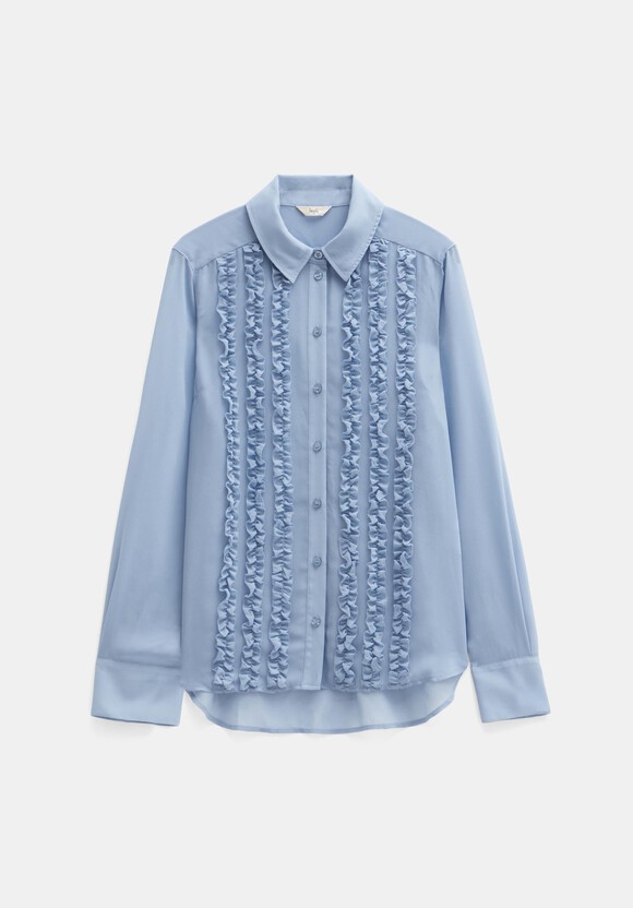 Long Sleeve Ruffle Sheer Shirt