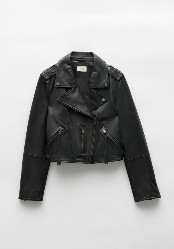 Jet Cropped Leather Biker Jacket