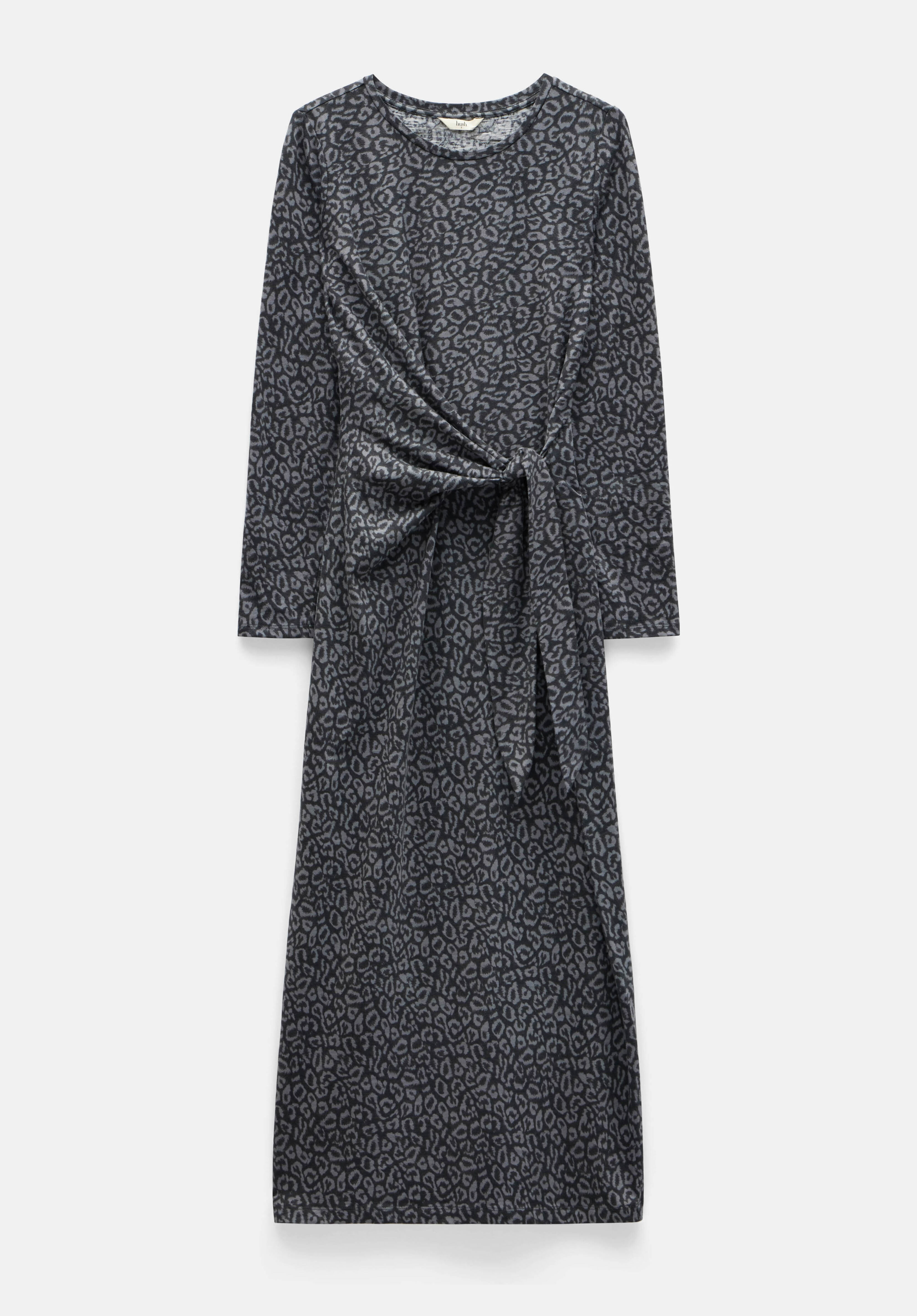 Nelly Jersey Midi Dress Floral Animal Grey Black hush