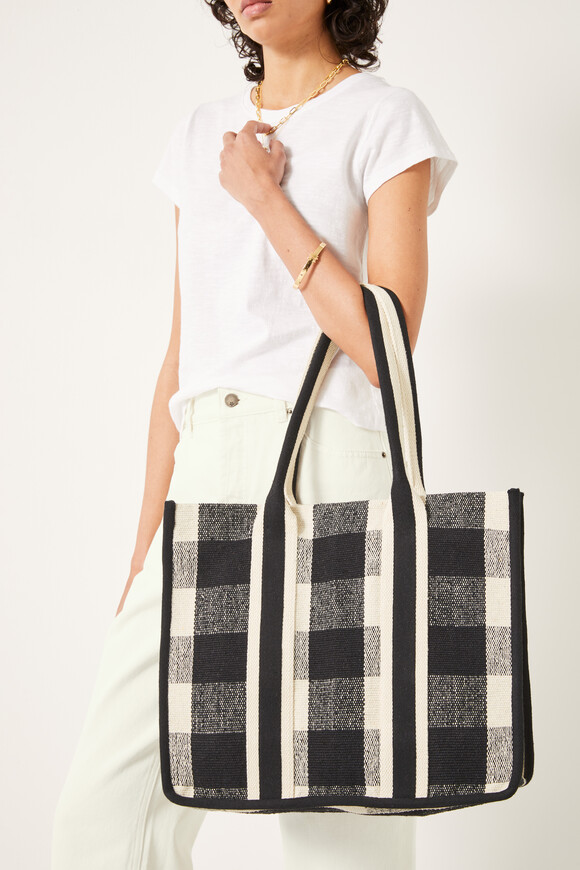 Gigi Check Textile Tote Bag