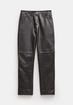 Crocodile Embossed Leather Trousers
