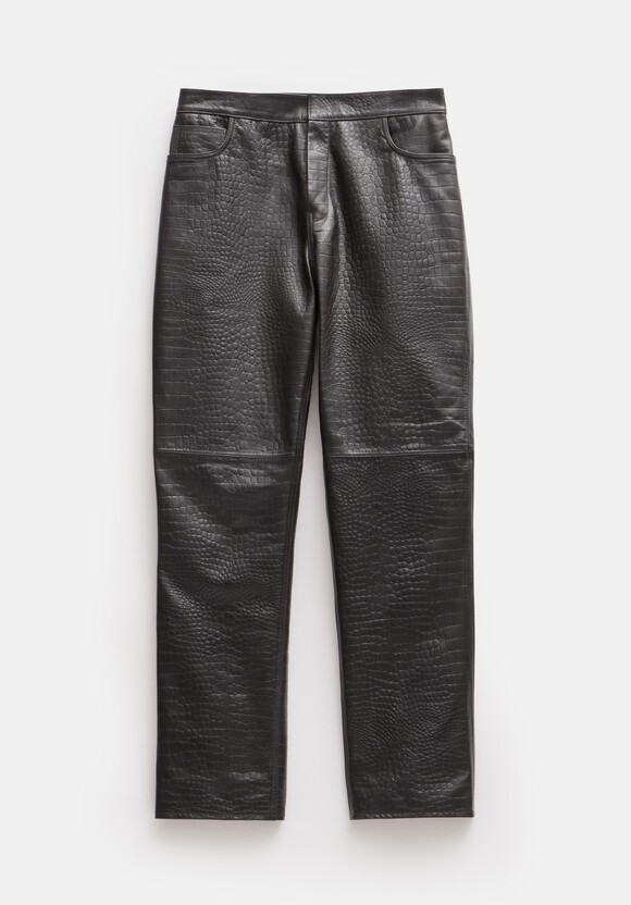 Crocodile Embossed Leather Trousers