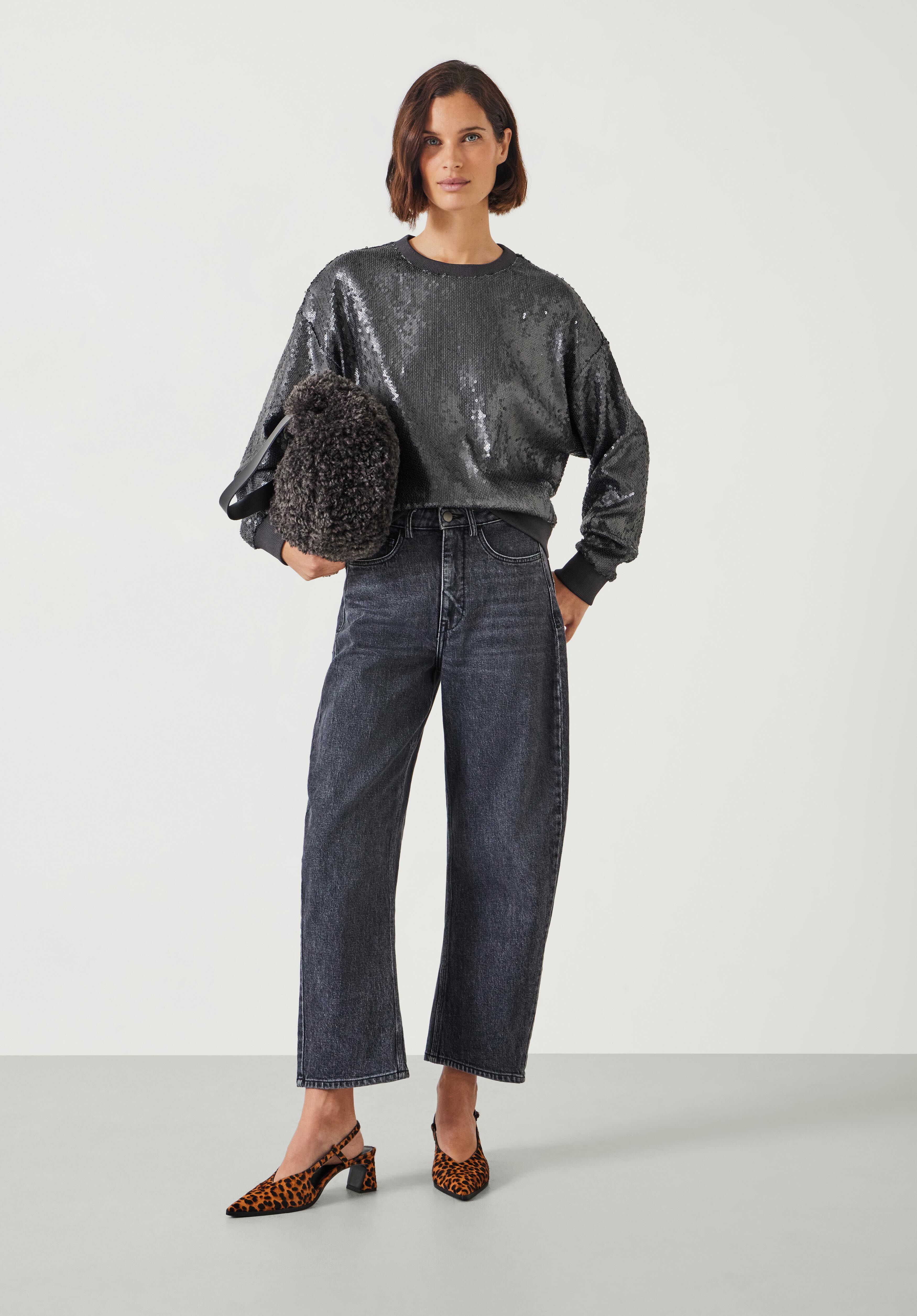 Sadie Sequin Sweatshirt Gunmetal Silver hush