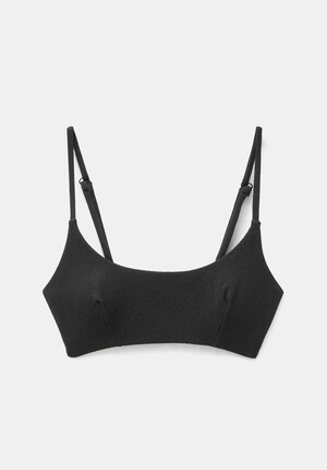 Square Neck Texture Bikini Top