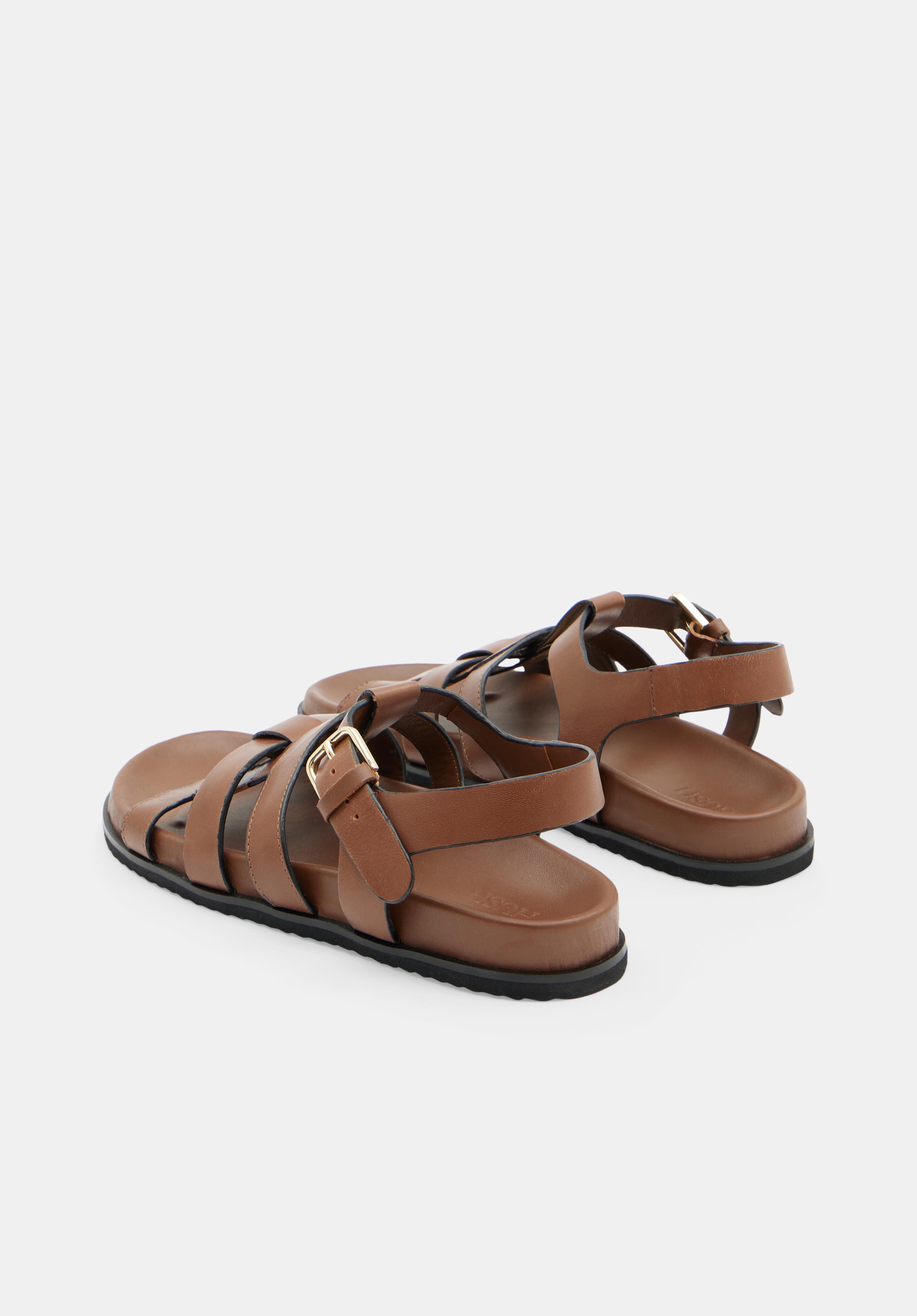 Rose Leather Cage Sandals Tan hush