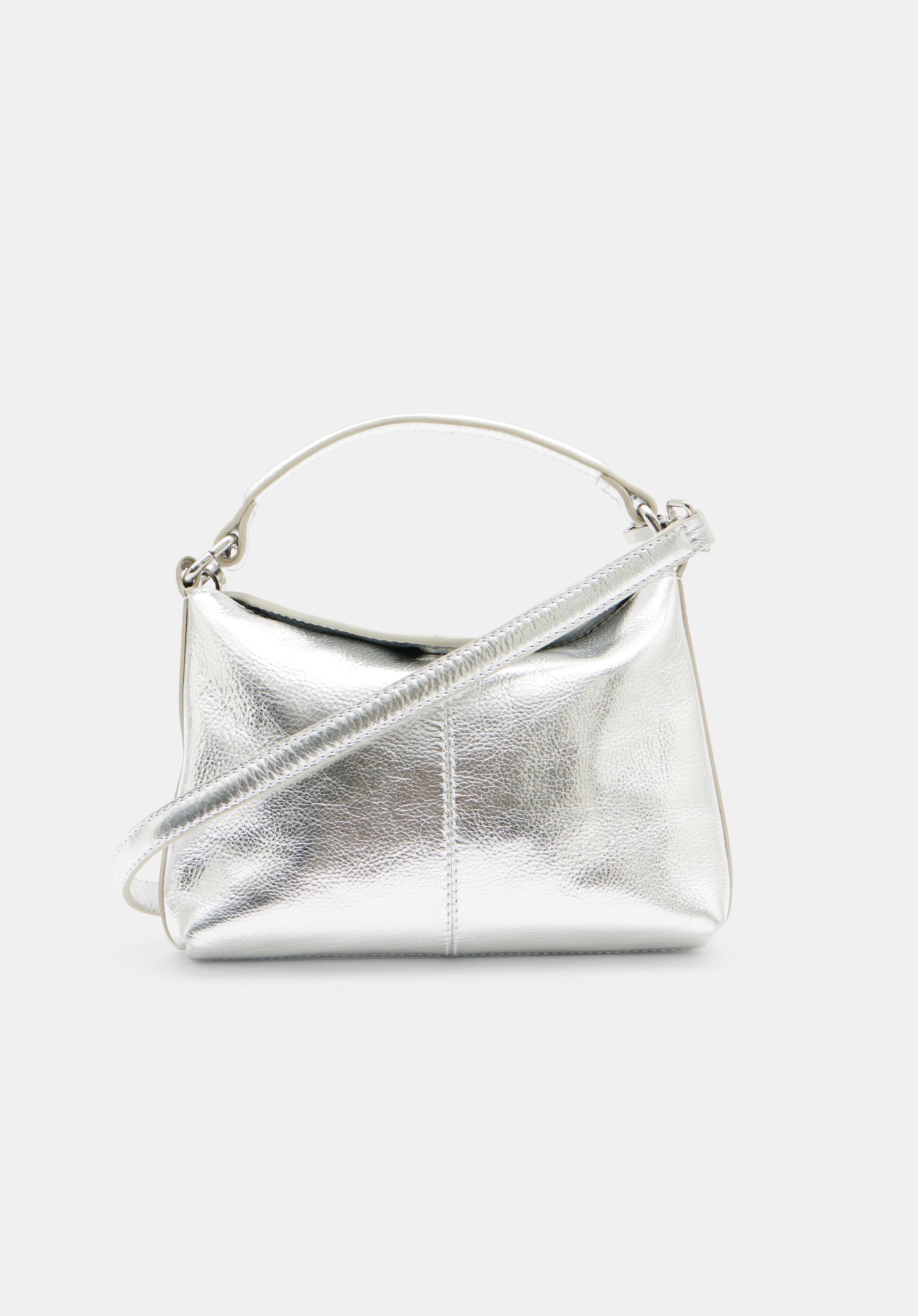 Mini Stevie Leather Crossbody Bag Silver hush