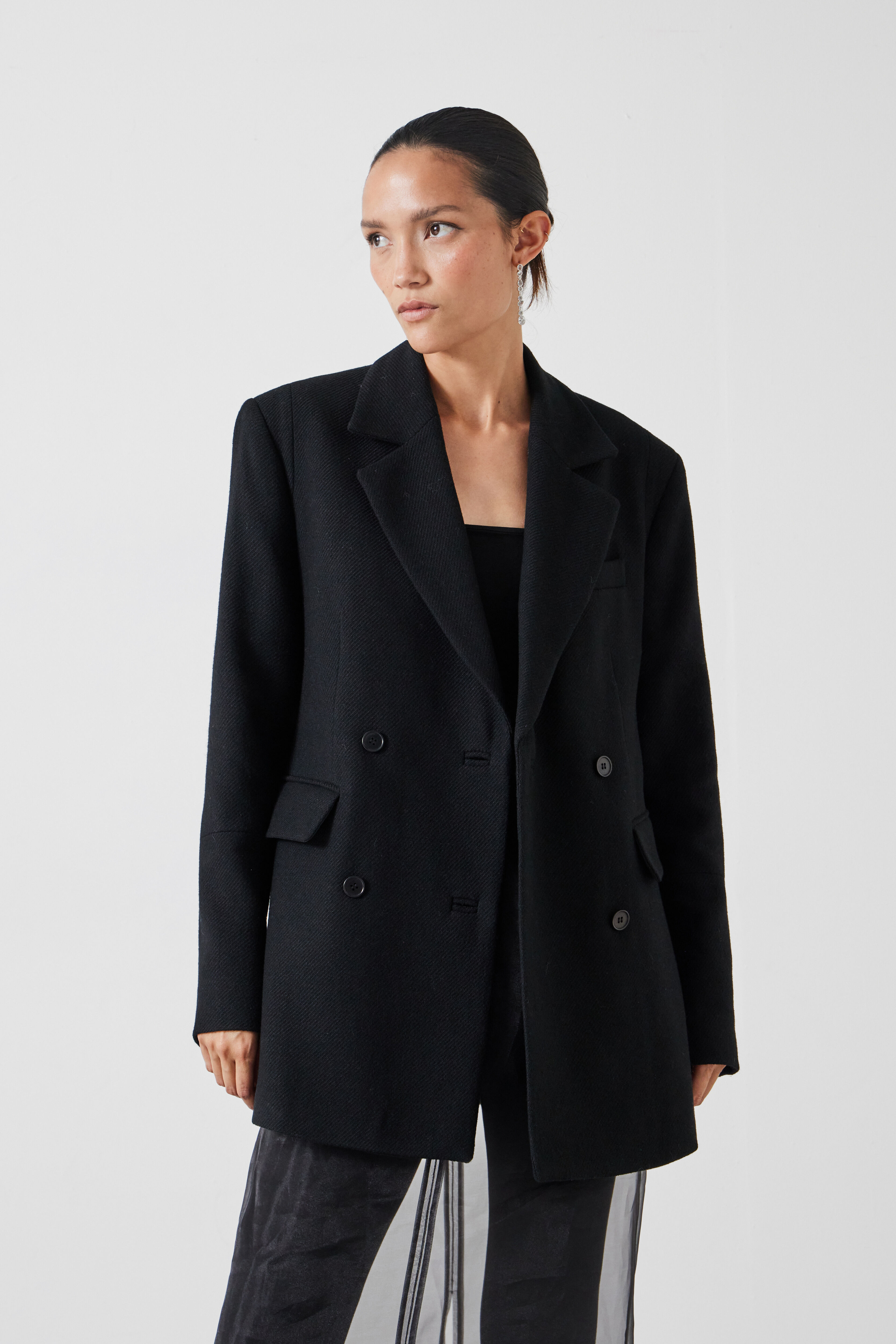 Black blazer longline clearance