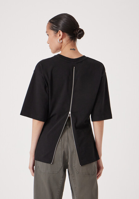 Zip Back Cotton T-Shirt