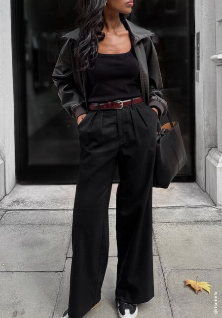 Lya Wool Blend Wide Leg Trousers