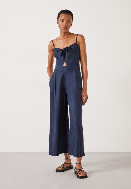 Chloe Tie Front Linen Jumpsuit