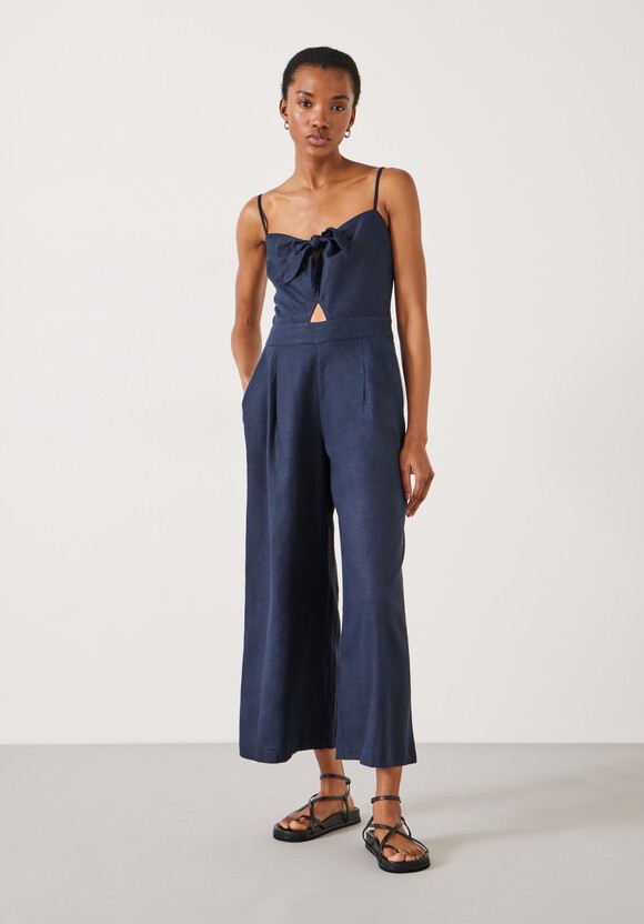 Chloe Tie Front Linen Jumpsuit