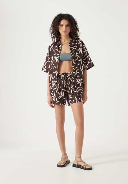 Printed Linen Blend Shorts