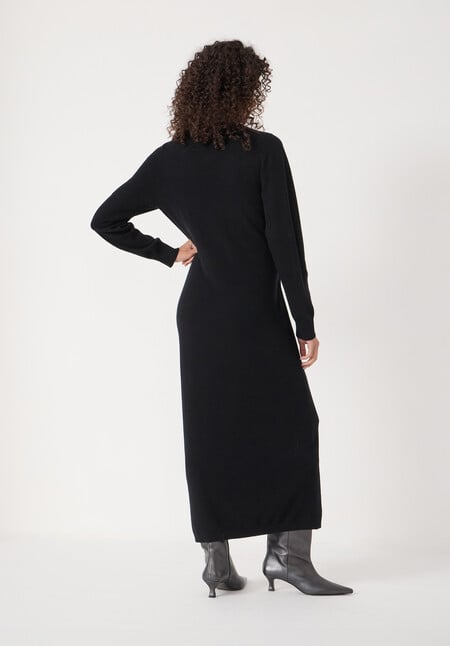 Merino V-Neck Tie Detail Dress