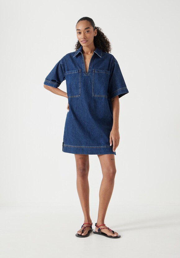 Alma Denim Contrast T-Shirt Dress