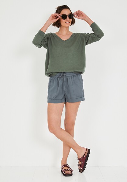 Linen Blend V Knitted Jumper