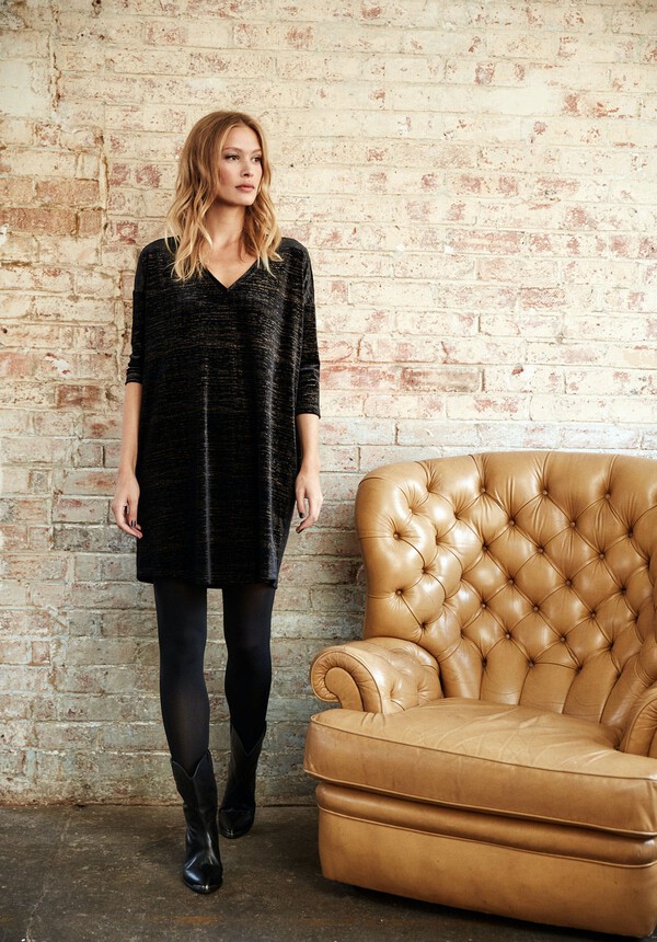 Metallic Print Velour Dress