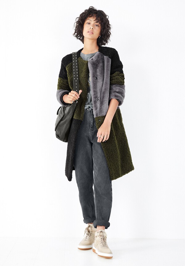 Patchwork Faux Fur Coat