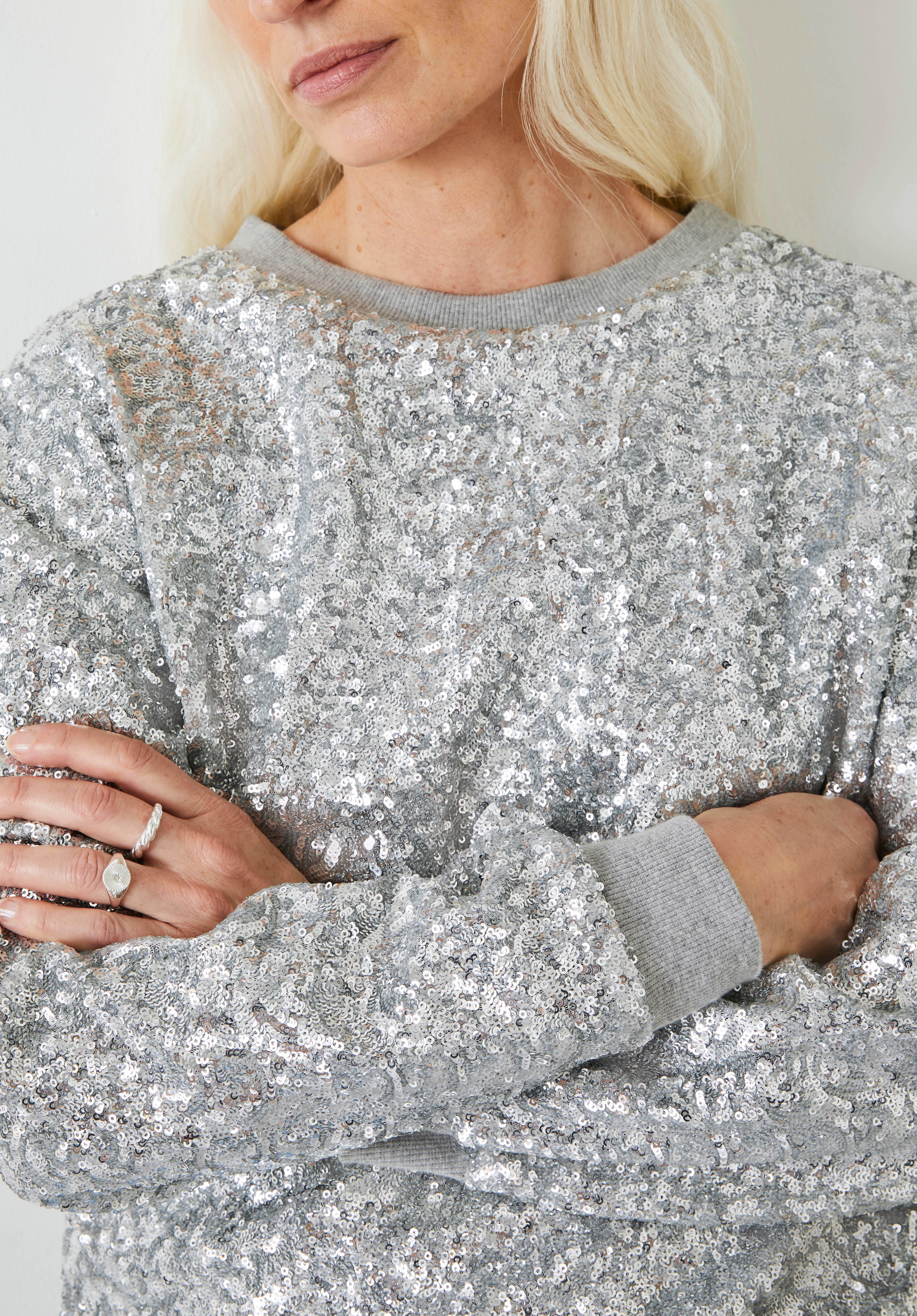 Silver sequin sweatshirt best sale