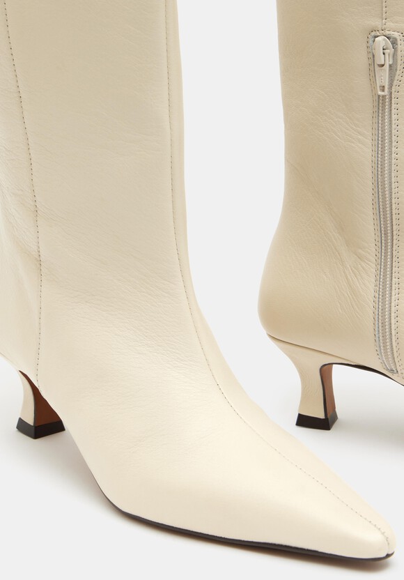 Katlynn Leather Kitten Heel Knee Boots