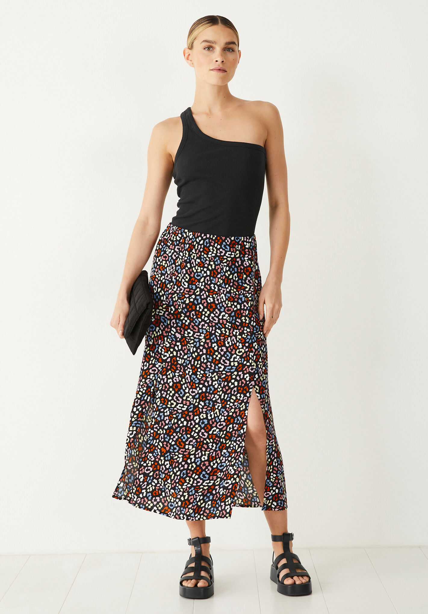 Kourtney Midi Skirt soft leopard black multi hush