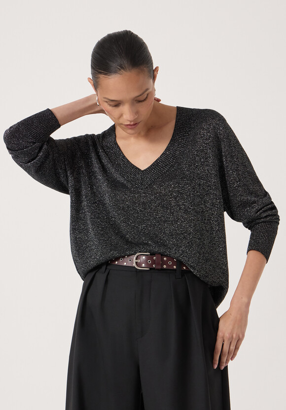 Gracey V Neck Metallic Jumper