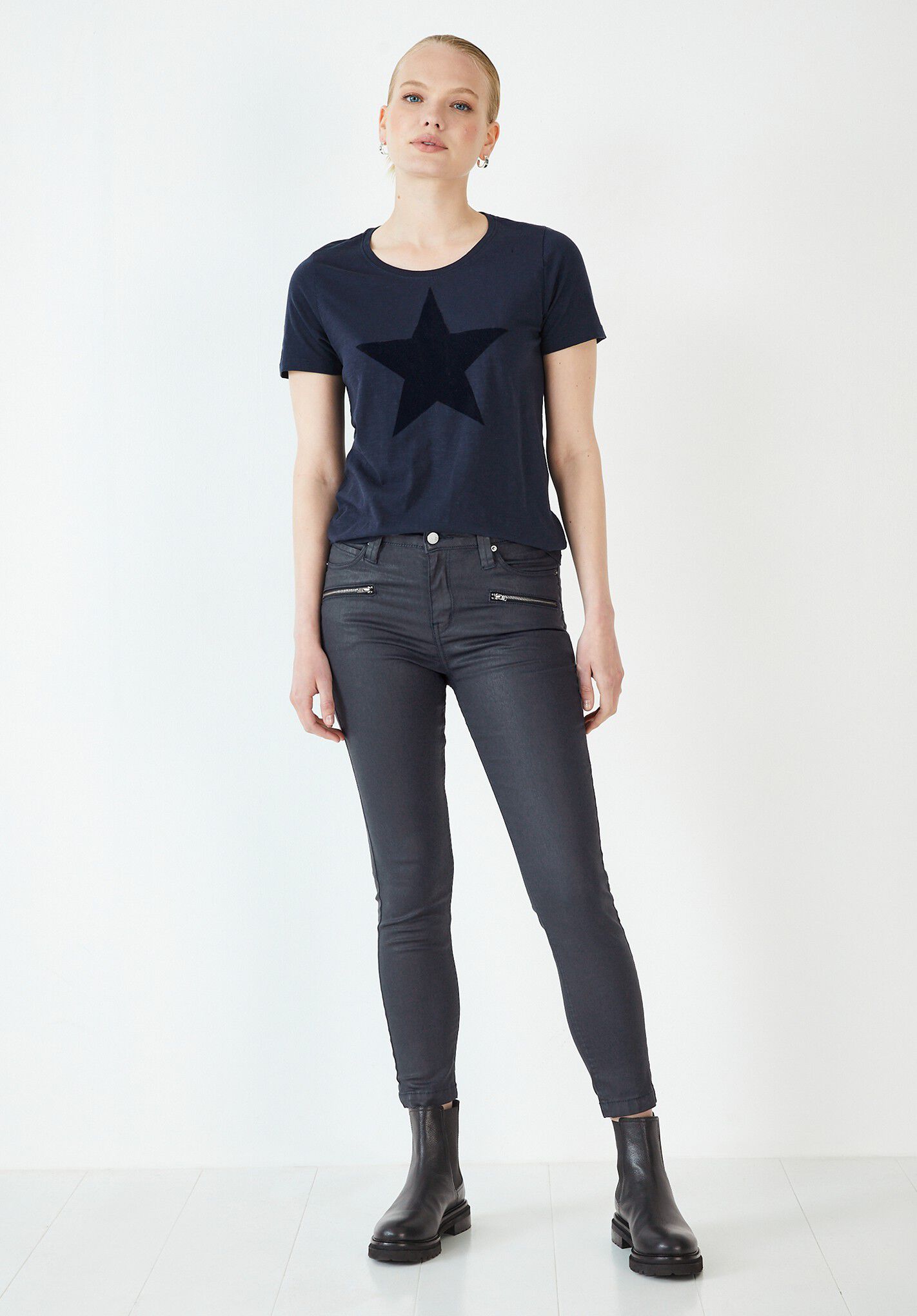 Coated Jeans Slim Fit Jeans Midnight Navy hush
