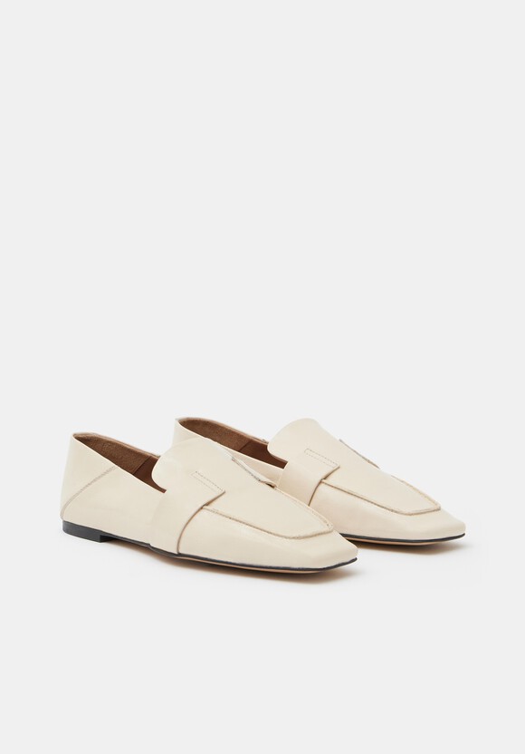 Square-Toe Leather Loafers