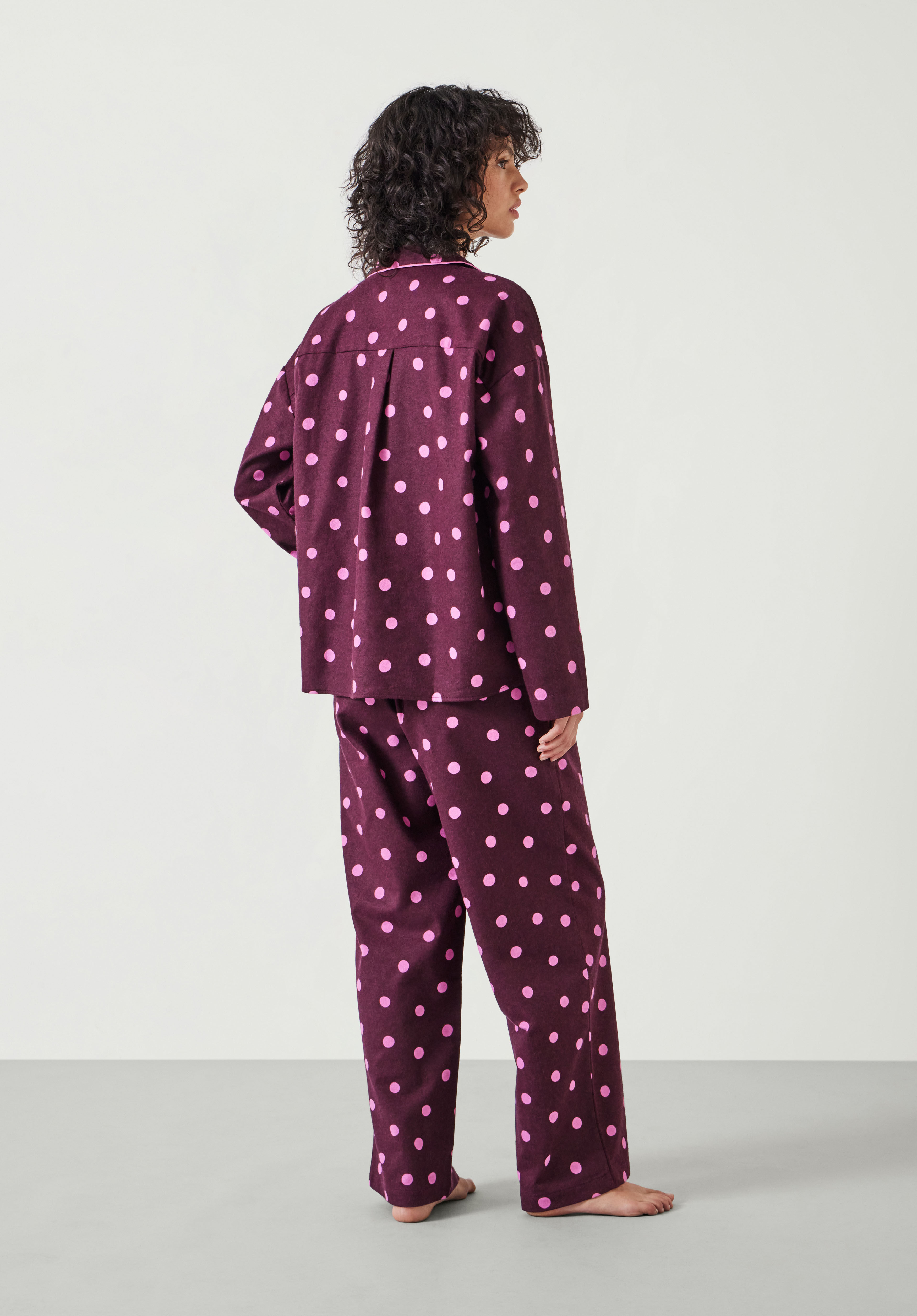 Amita Cotton Flannel Polka Dot Pajamas Purple Mix hush
