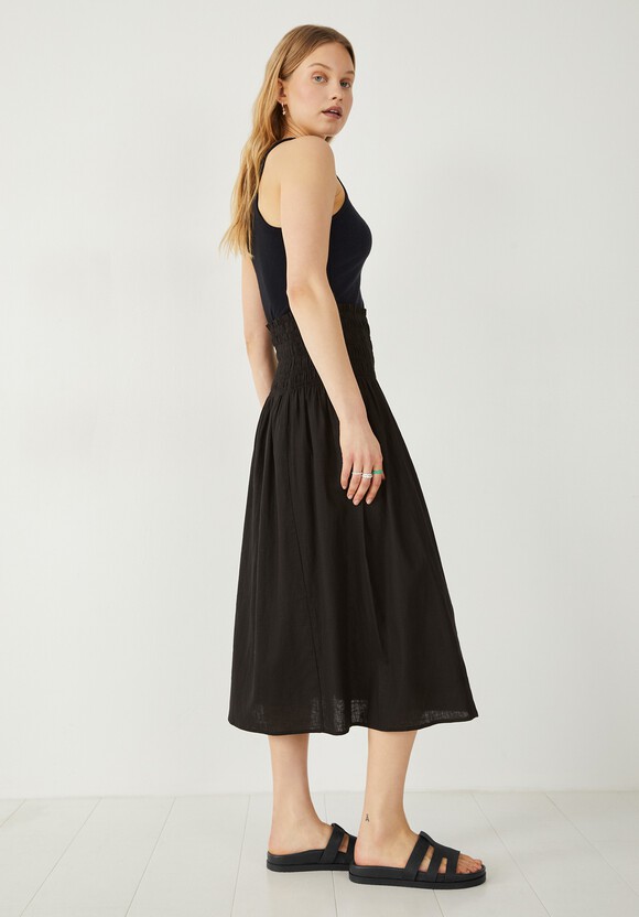 Shirred Midi Skirt