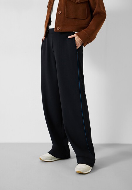 Melony Pipe Detail Straight-Leg Trousers