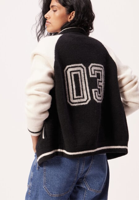 Varsity Logo Wool Blend Bomber Jacket 