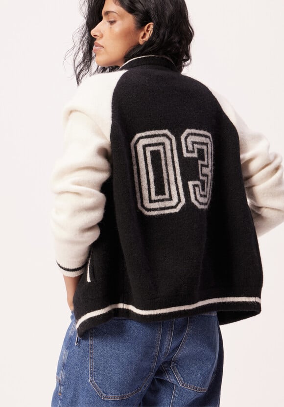 Varsity Logo Wool Blend Bomber Jacket 