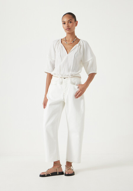 Mae Crinkle Balloon Sleeve Blouse