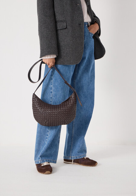 Leather Weave Crossbody Bag