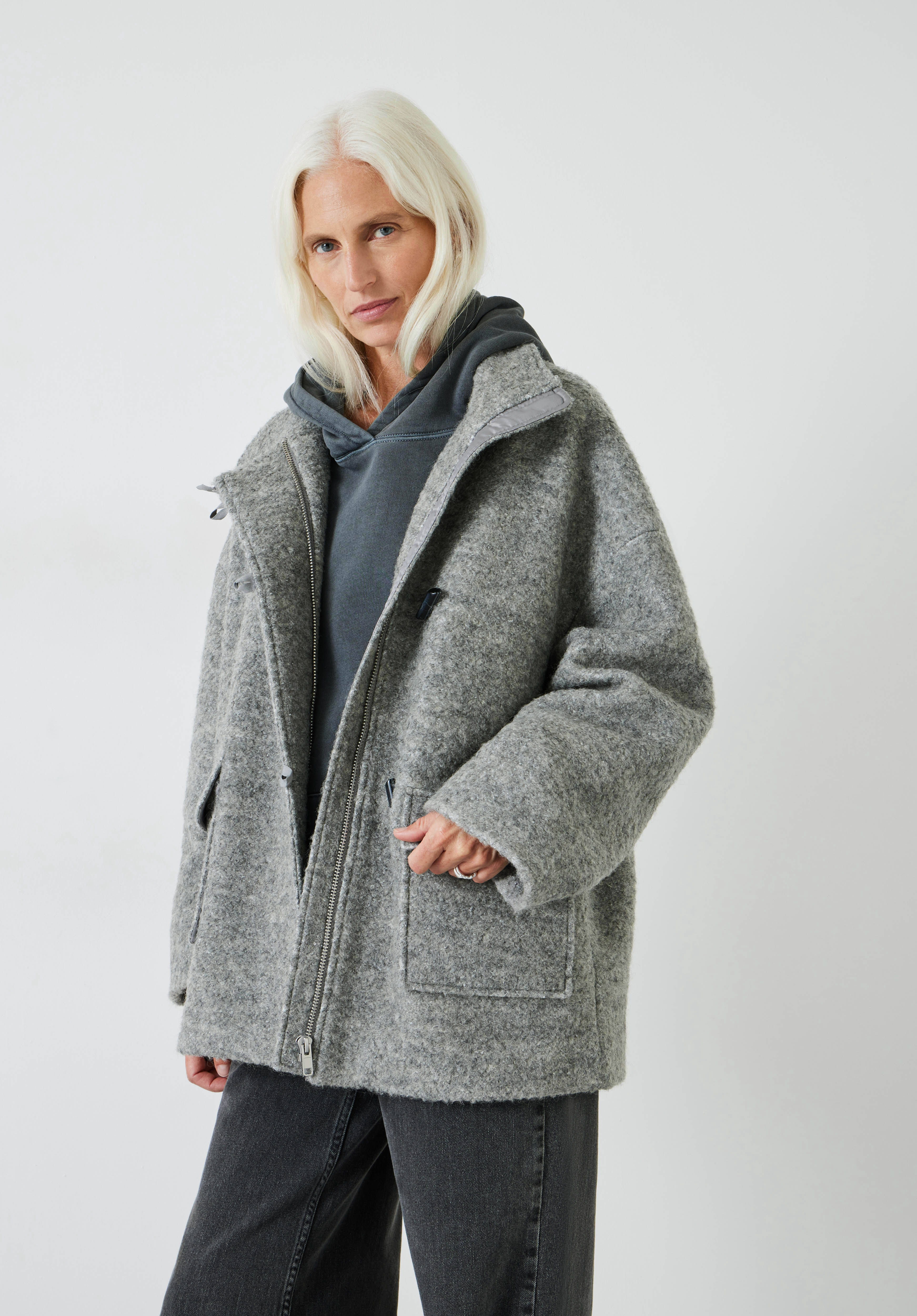 Womens grey wool best sale jacket