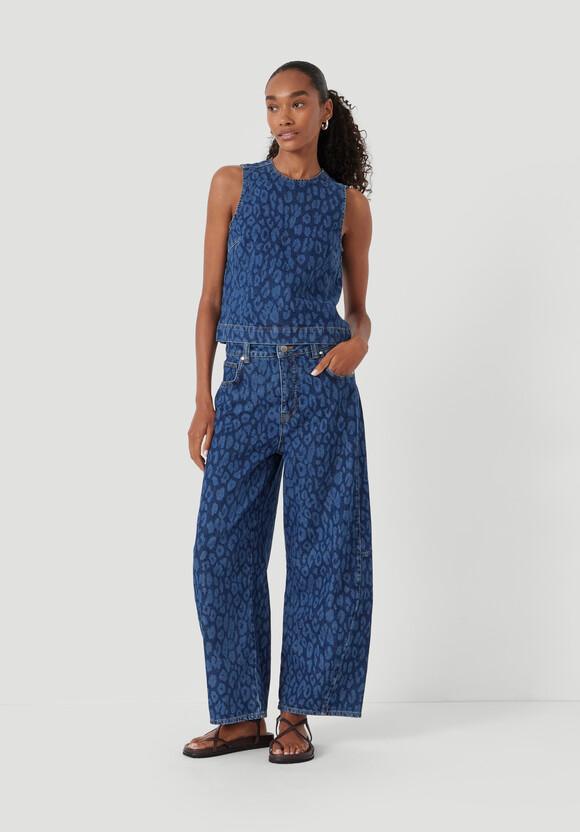 Valerie Leopard Print Denim Top