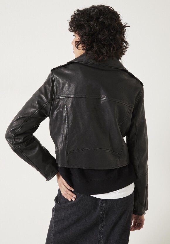 Jet Cropped Leather Biker Jacket